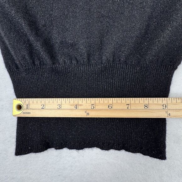 Wyeth by Todd Magill Women Cashmere Ruffle V-Neck Sweater S Shimmer Evening Knit - Picture 11 of 12